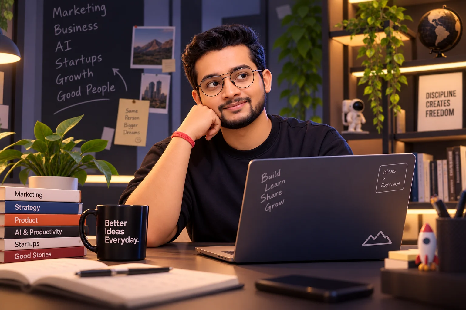 Saurav Sah at his desk
