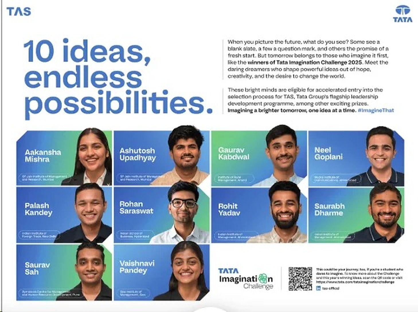 Tata Imagination Challenge 2025 winners announcement, 10 ideas, endless possibilities, featuring Saurav Sah — The Economic Times, 10 Dec 2025, page 3